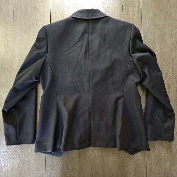 Talbots Black Wool Blend Pinstripe Blazer Jacket Size 12 PETITES Career Classic - Picture 2 of 7